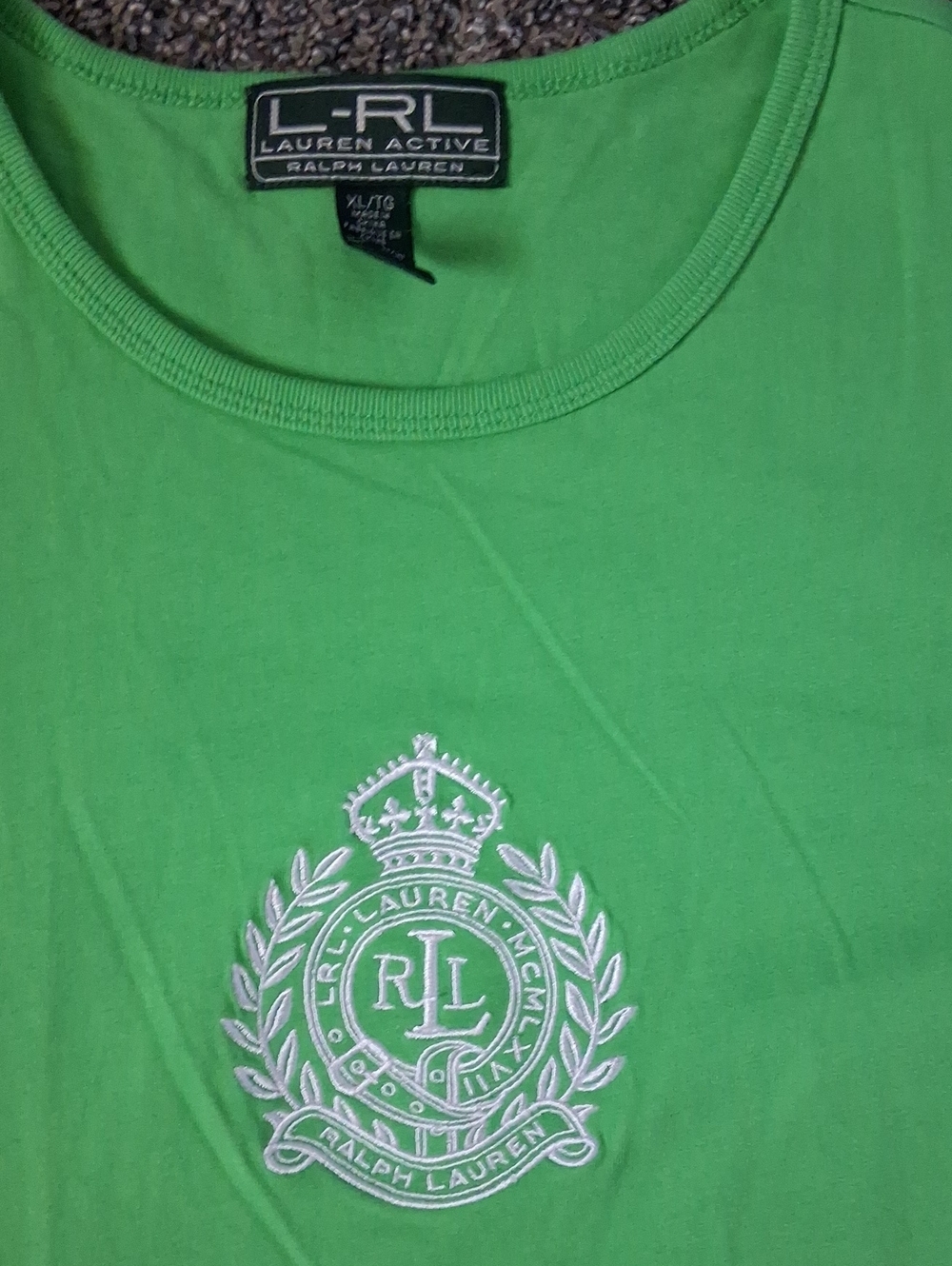 Vintage LRL Lauren Ralph Lauren Active Lime Neon Green Embroidered Shirt XL - Picture 2 of 6